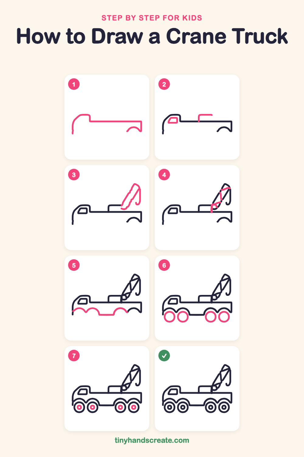 How to draw a crane truck step by step for kids