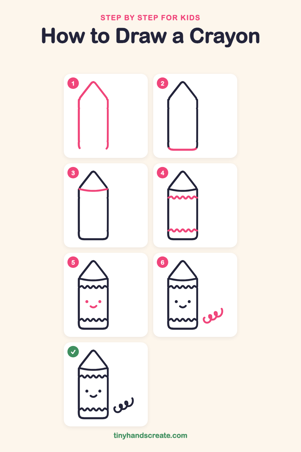 How to draw a crayon step by step for kids