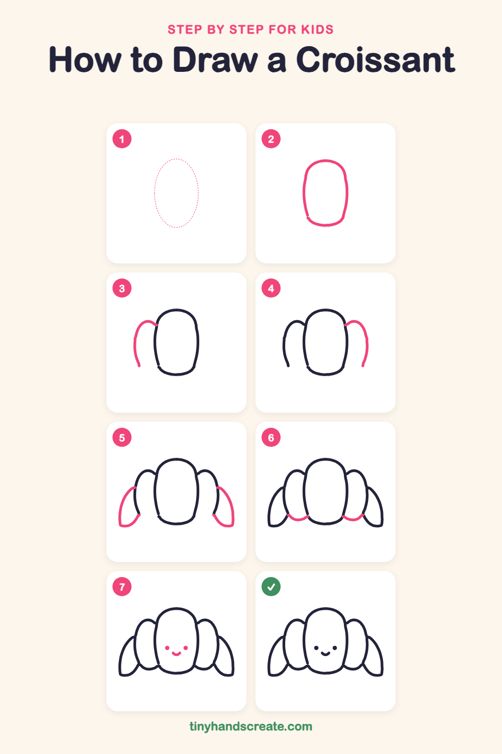 How to draw a croissant step by step for kids