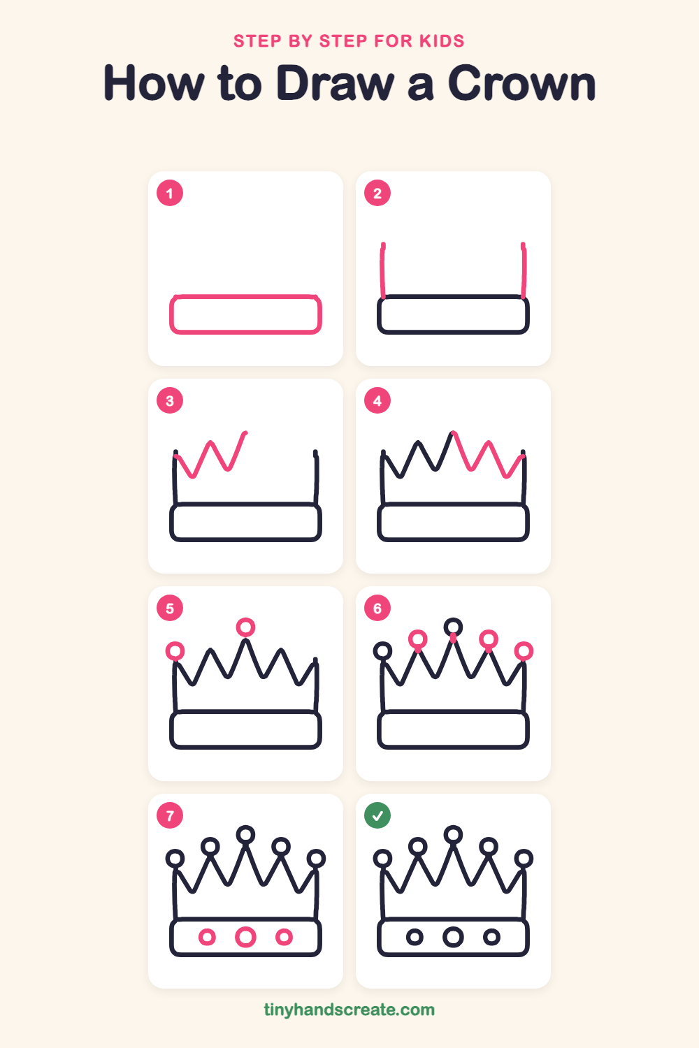 How to draw a crown step by step for kids
