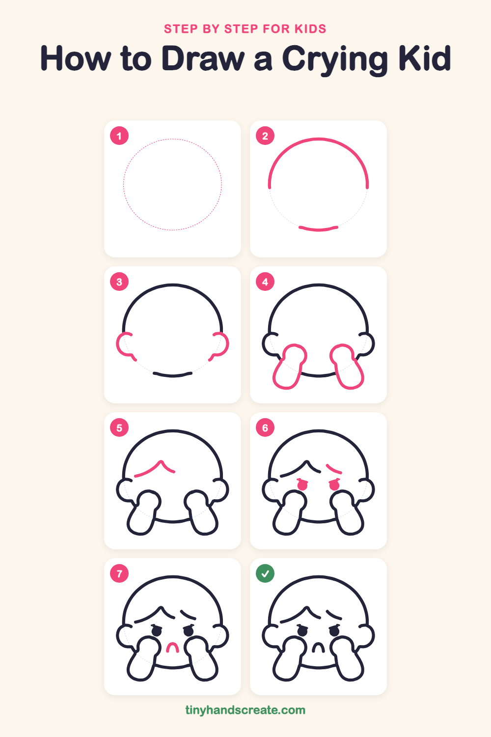 How to draw a crying kid step by step for kids