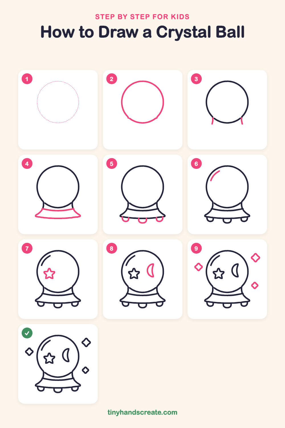 How to draw a crystal ball step by step for kids