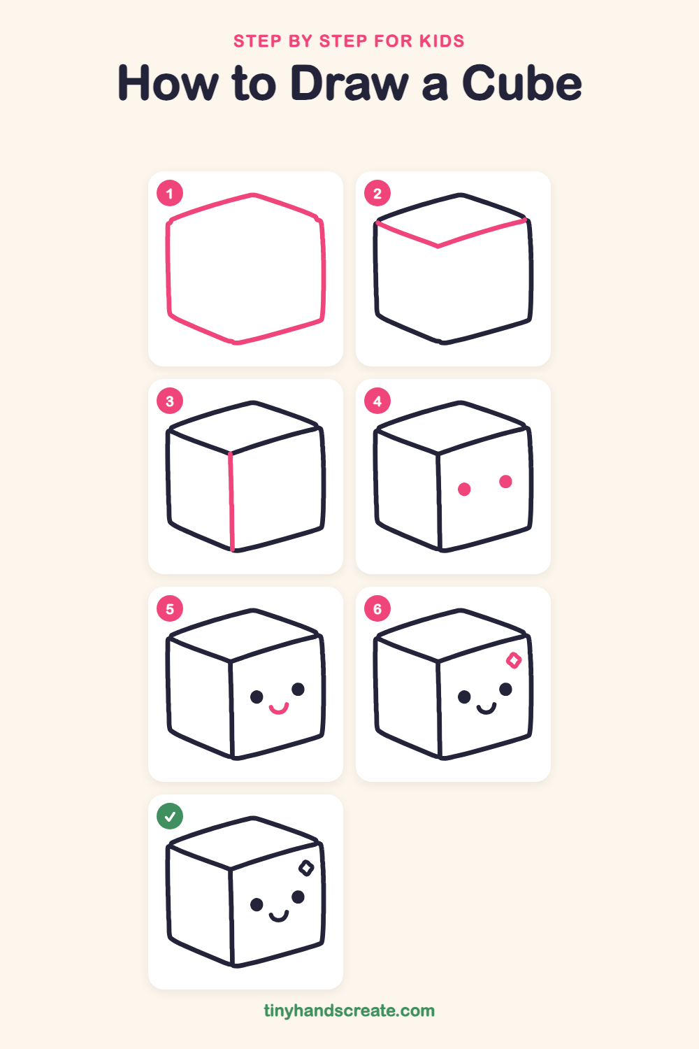 How to draw a cube step by step for kids