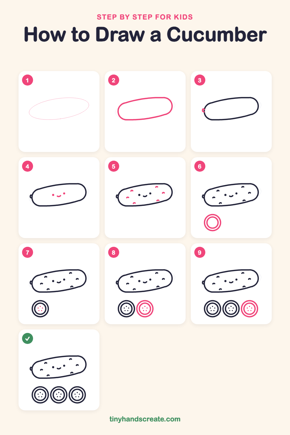 How to draw a cucumber step by step for kids