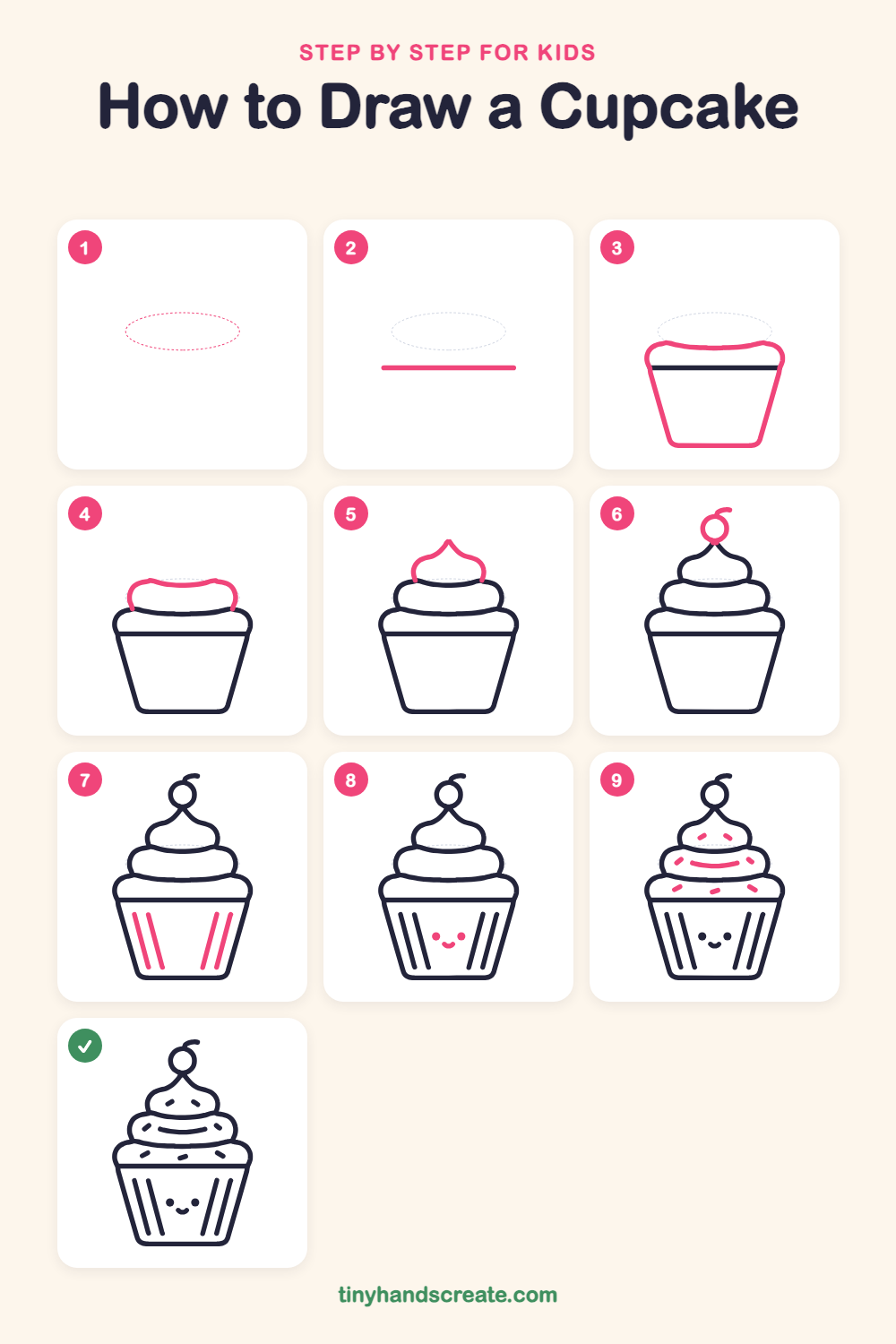 How to draw a cupcake step by step for kids