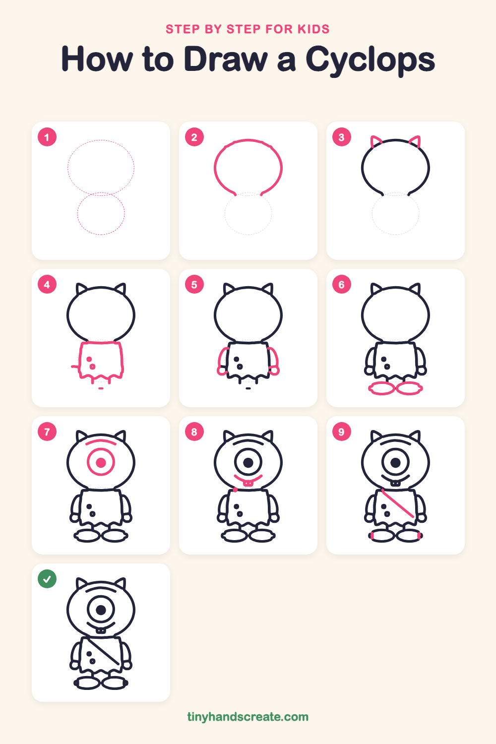 How to draw a cyclops step by step for kids