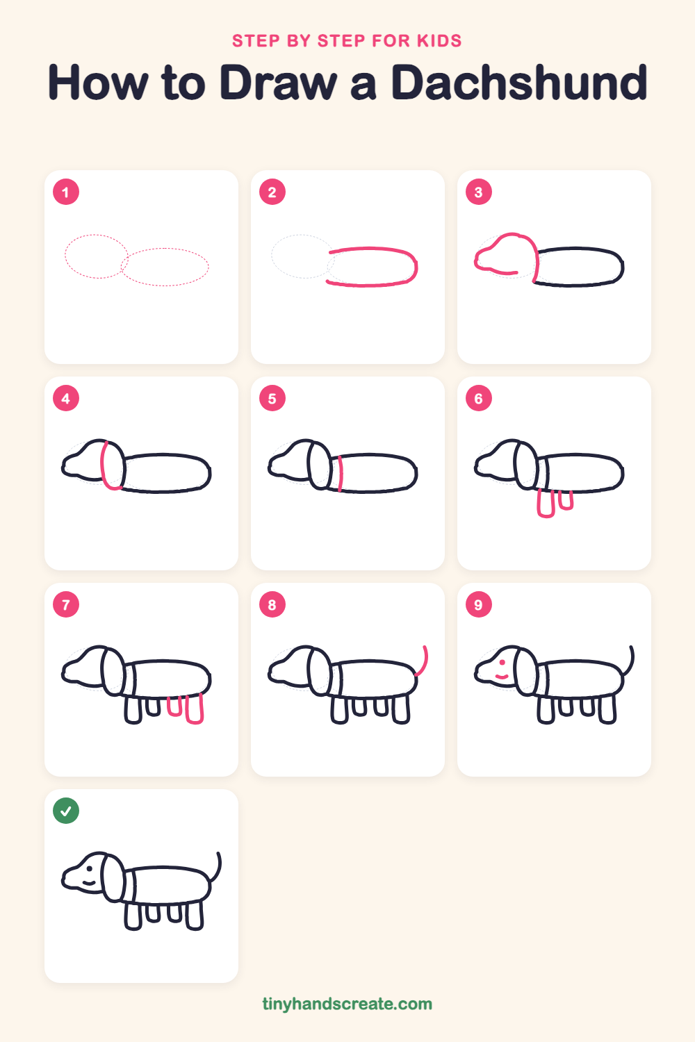 How to draw a dachshund step by step for kids