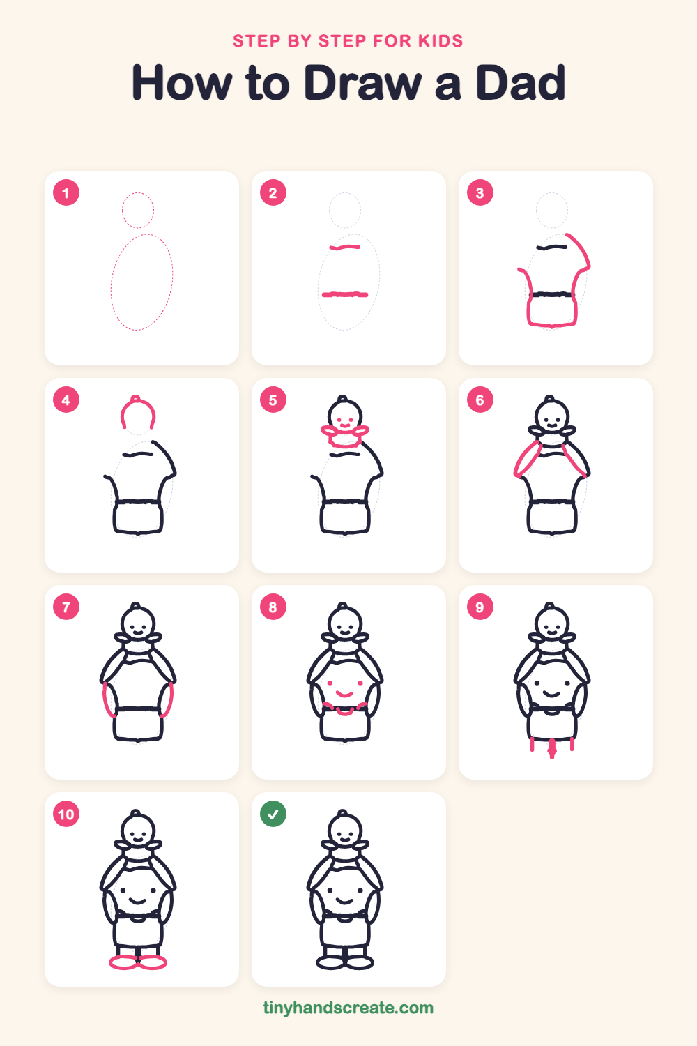 How to draw a dad step by step for kids