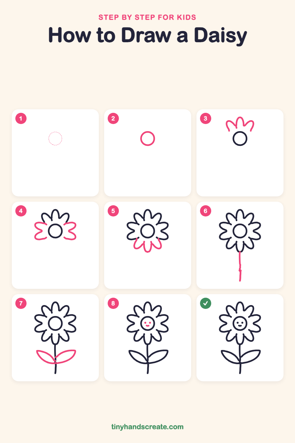 How to draw a daisy step by step for kids