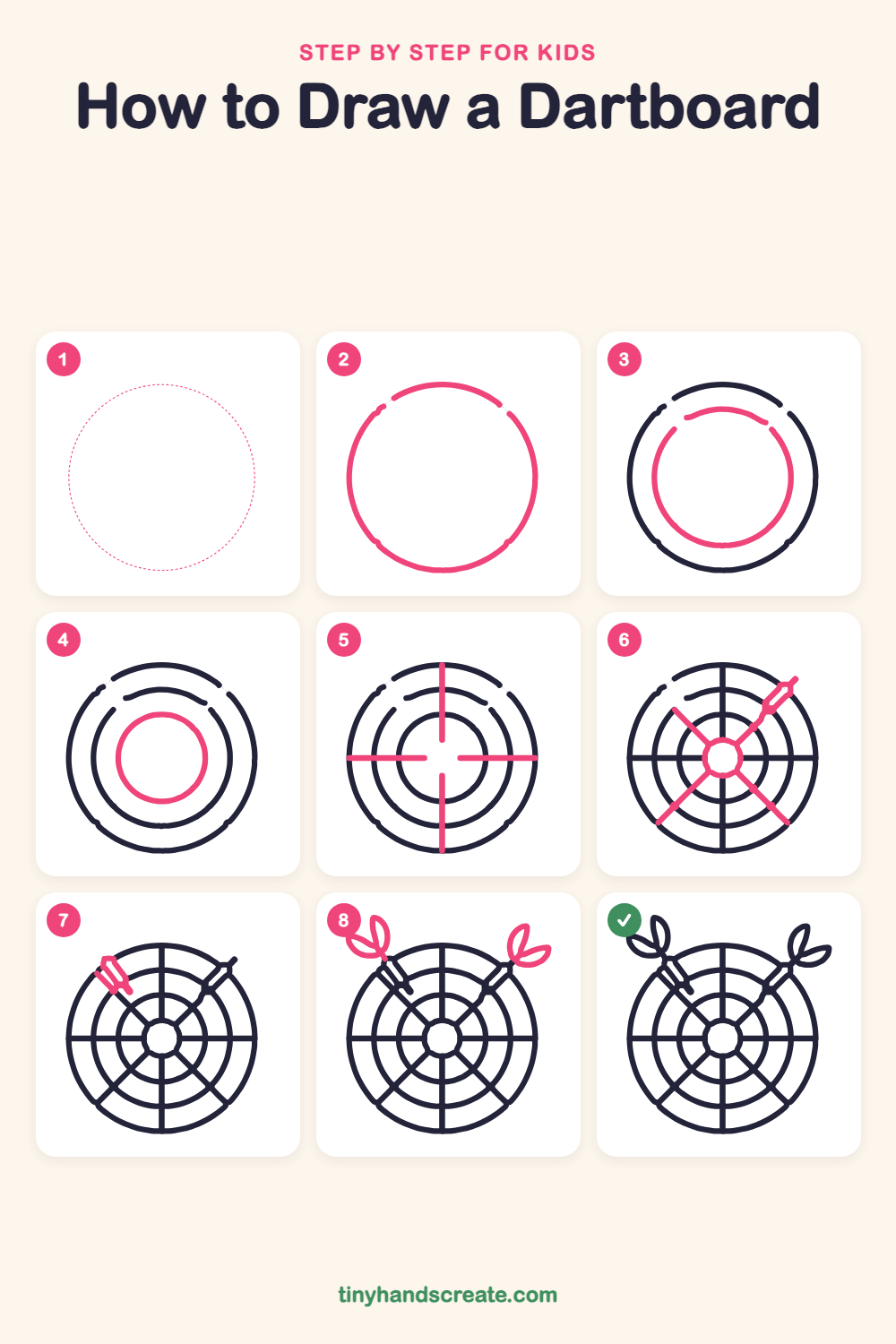 How to draw a dartboard step by step for kids
