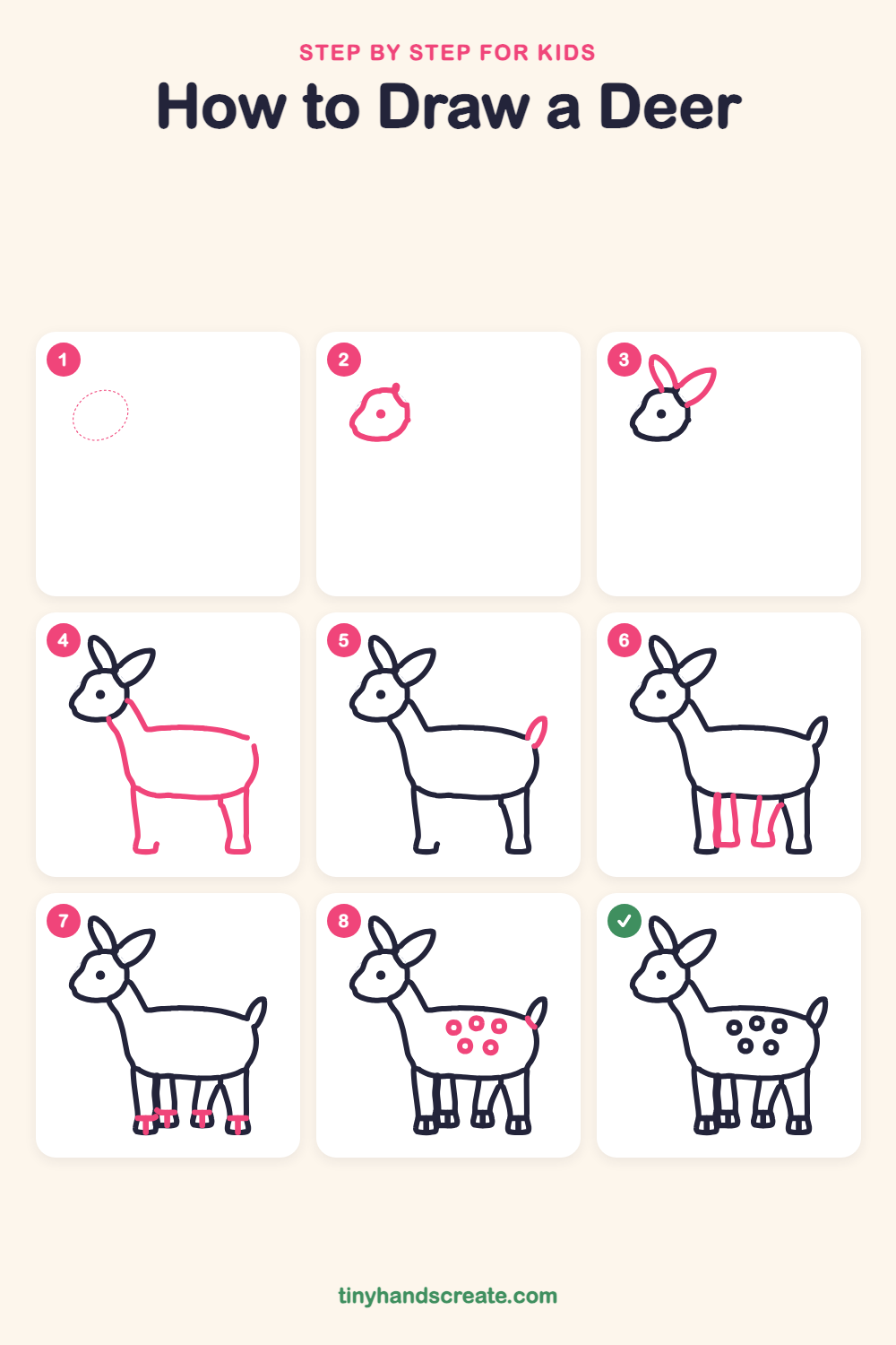 How to draw a deer step by step for kids