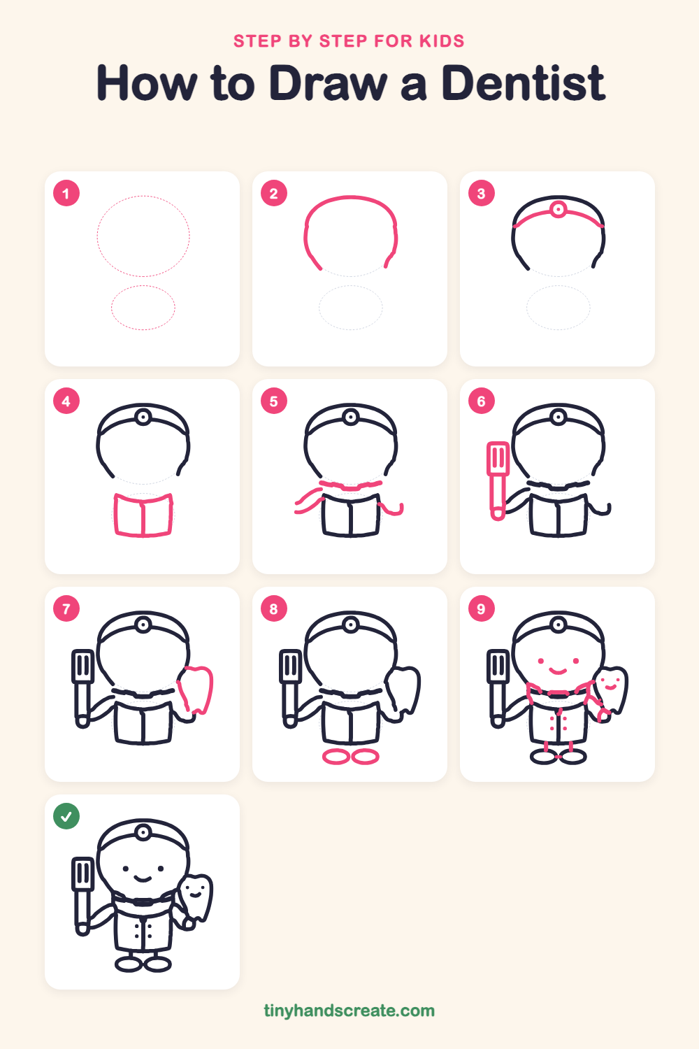 How to draw a dentist step by step for kids