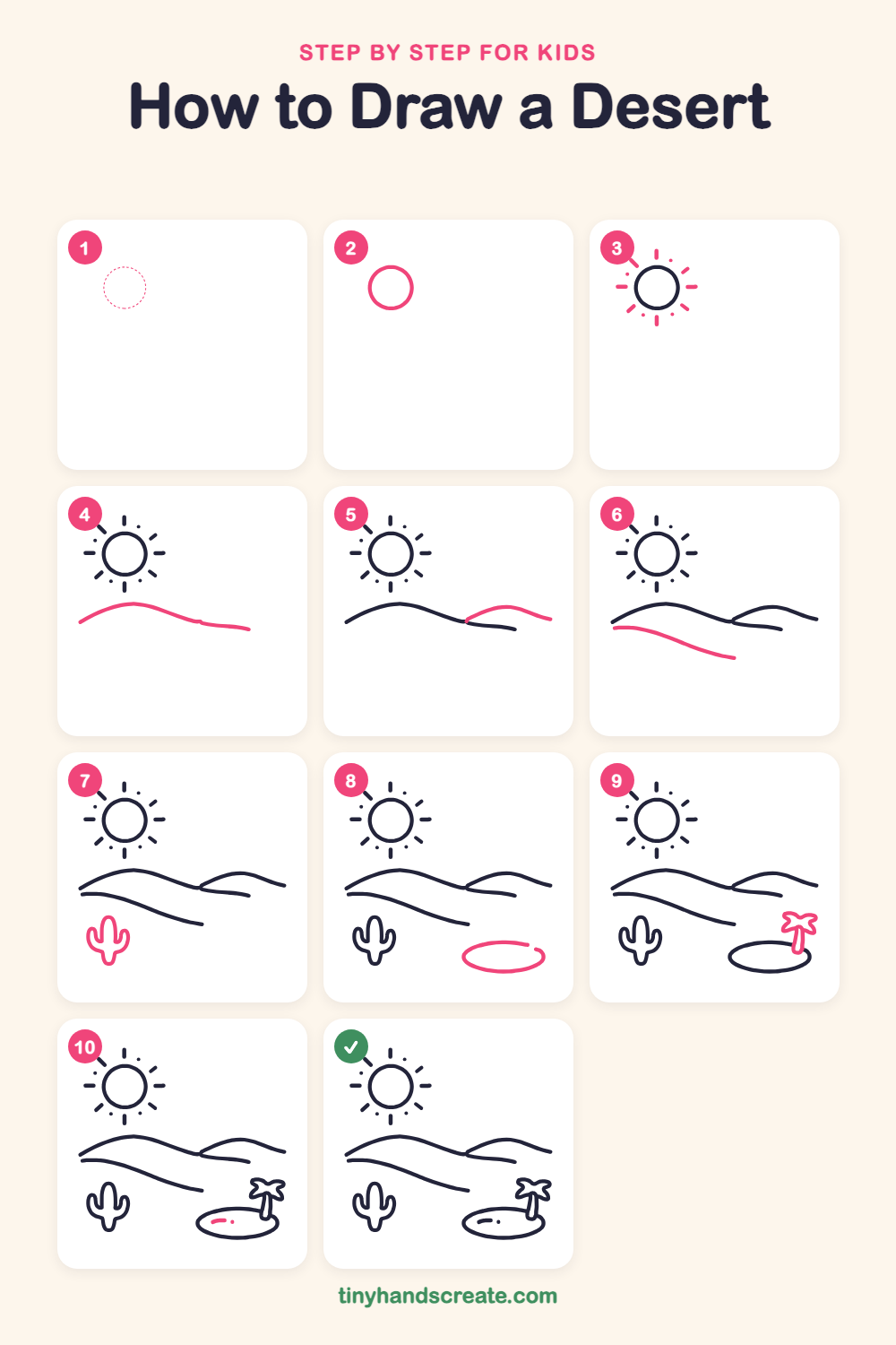 How to draw a desert step by step for kids