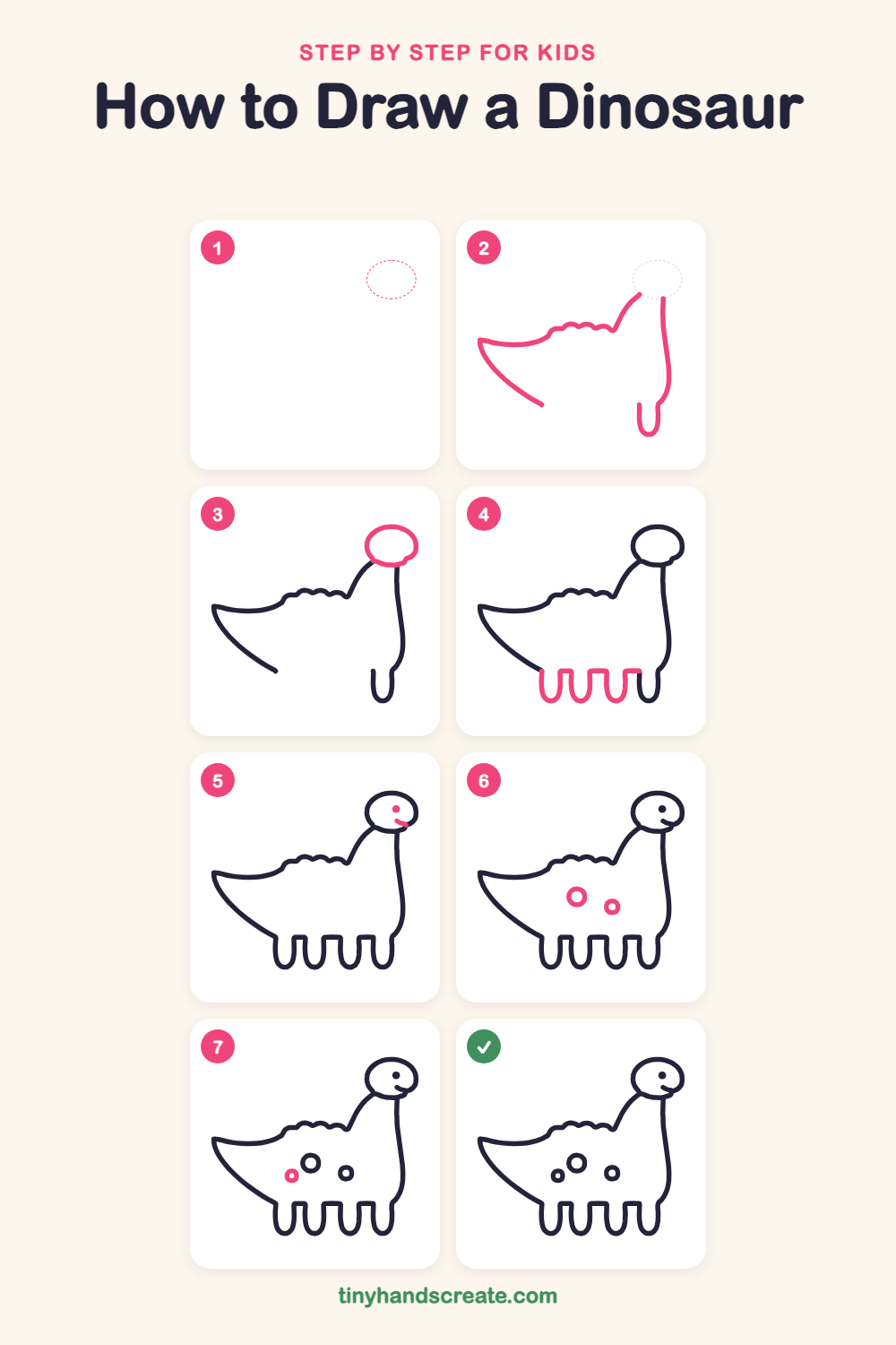 How to draw a dinosaur step by step for kids