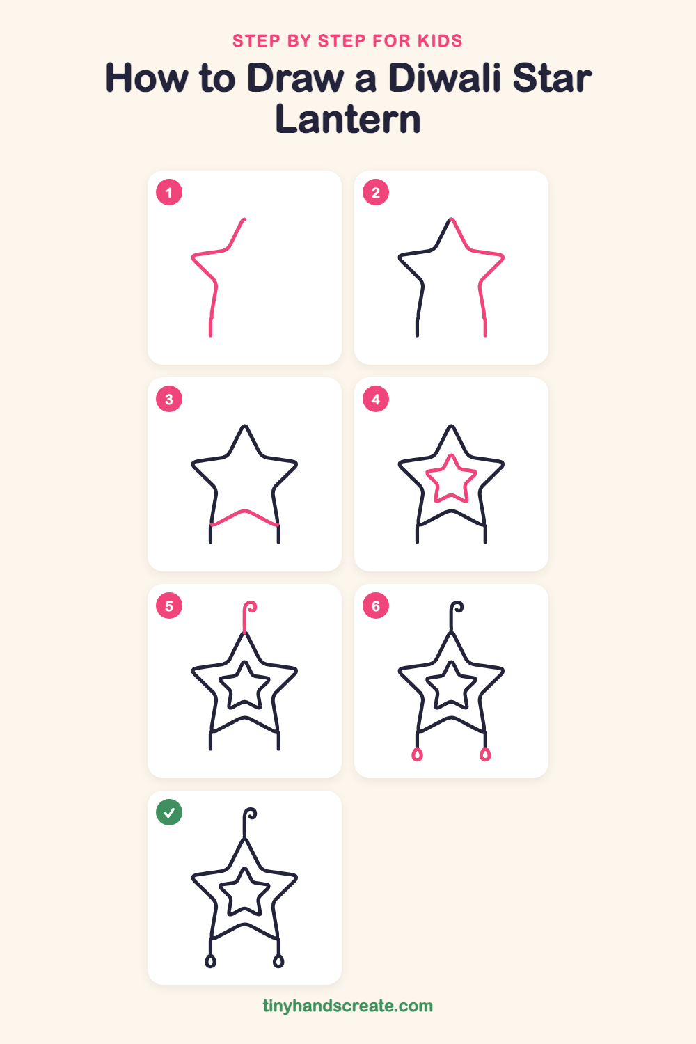 How to draw a Diwali star lantern step by step for kids