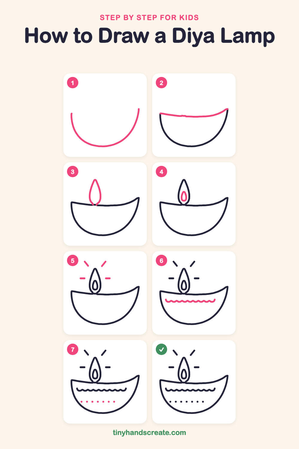 How to draw a diya lamp step by step for kids