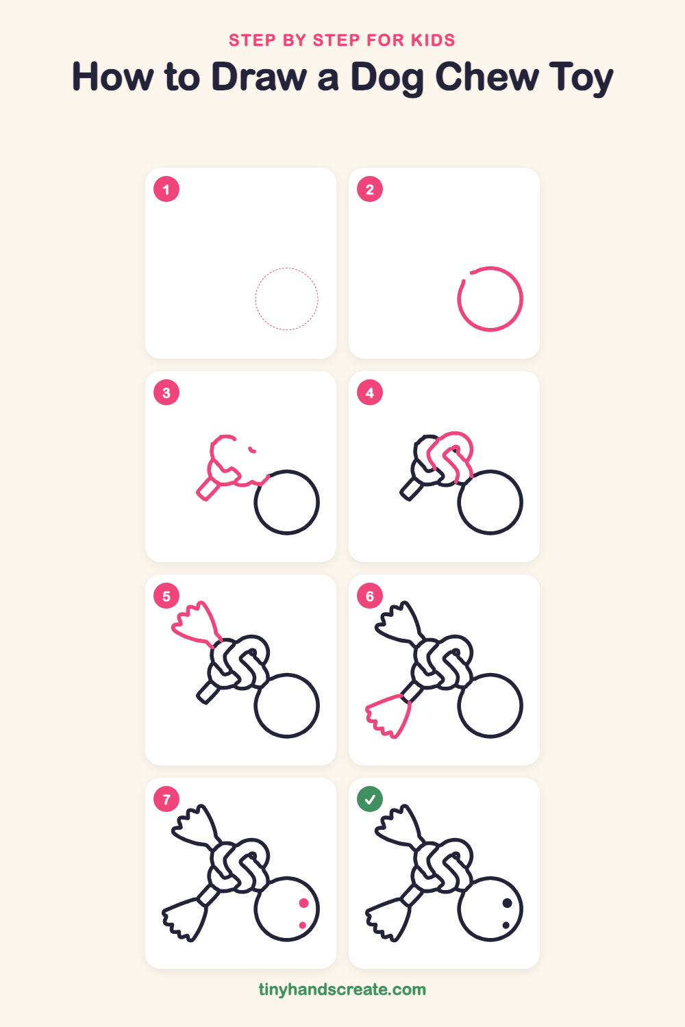 How to draw a dog chew toy step by step for kids