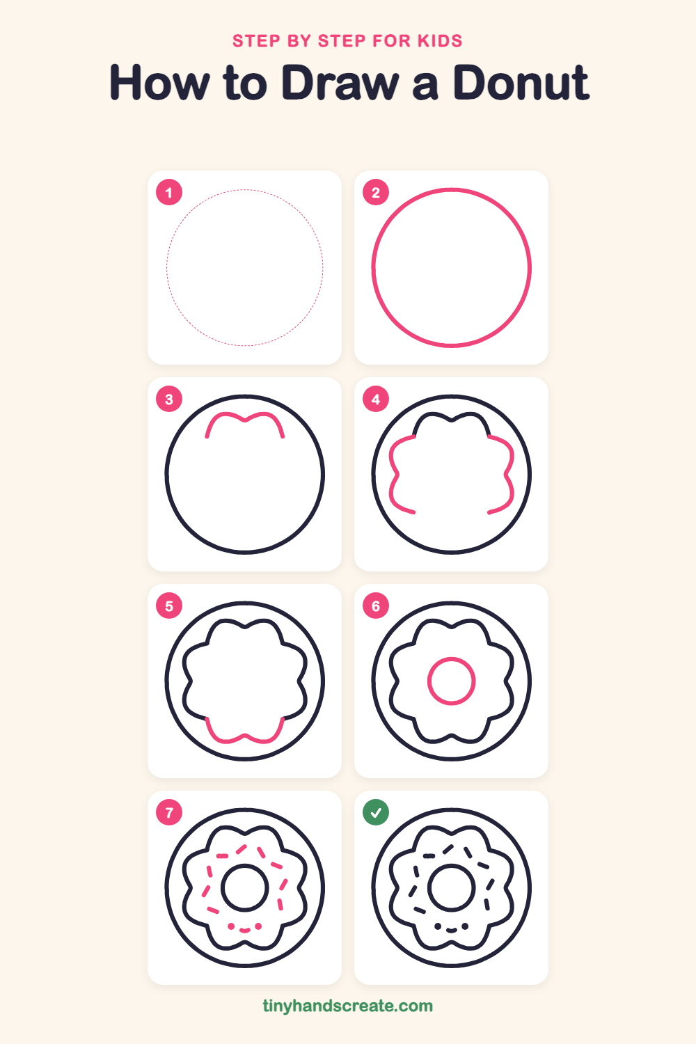 How to draw a donut step by step for kids