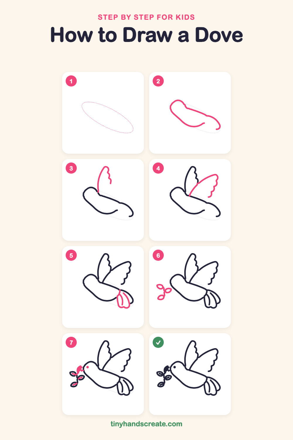 How to draw a dove step by step for kids