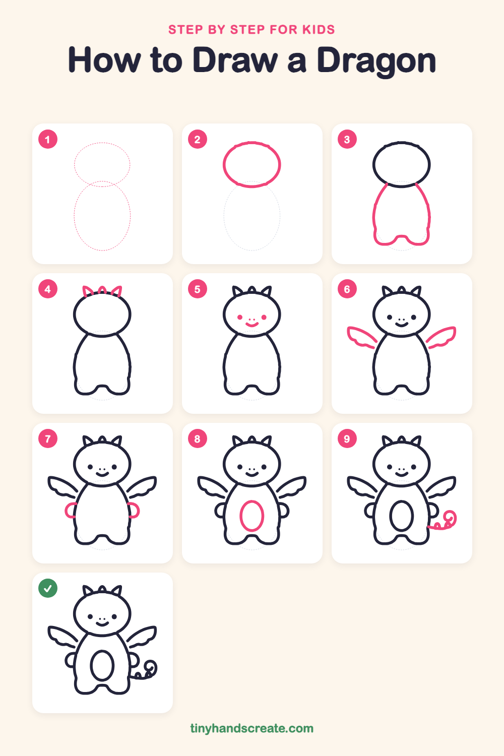 How to draw a dragon step by step for kids