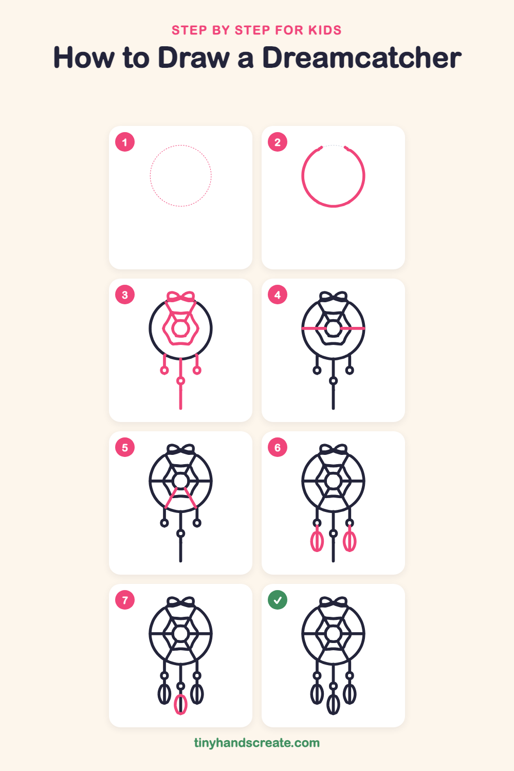 How to draw a dreamcatcher step by step for kids