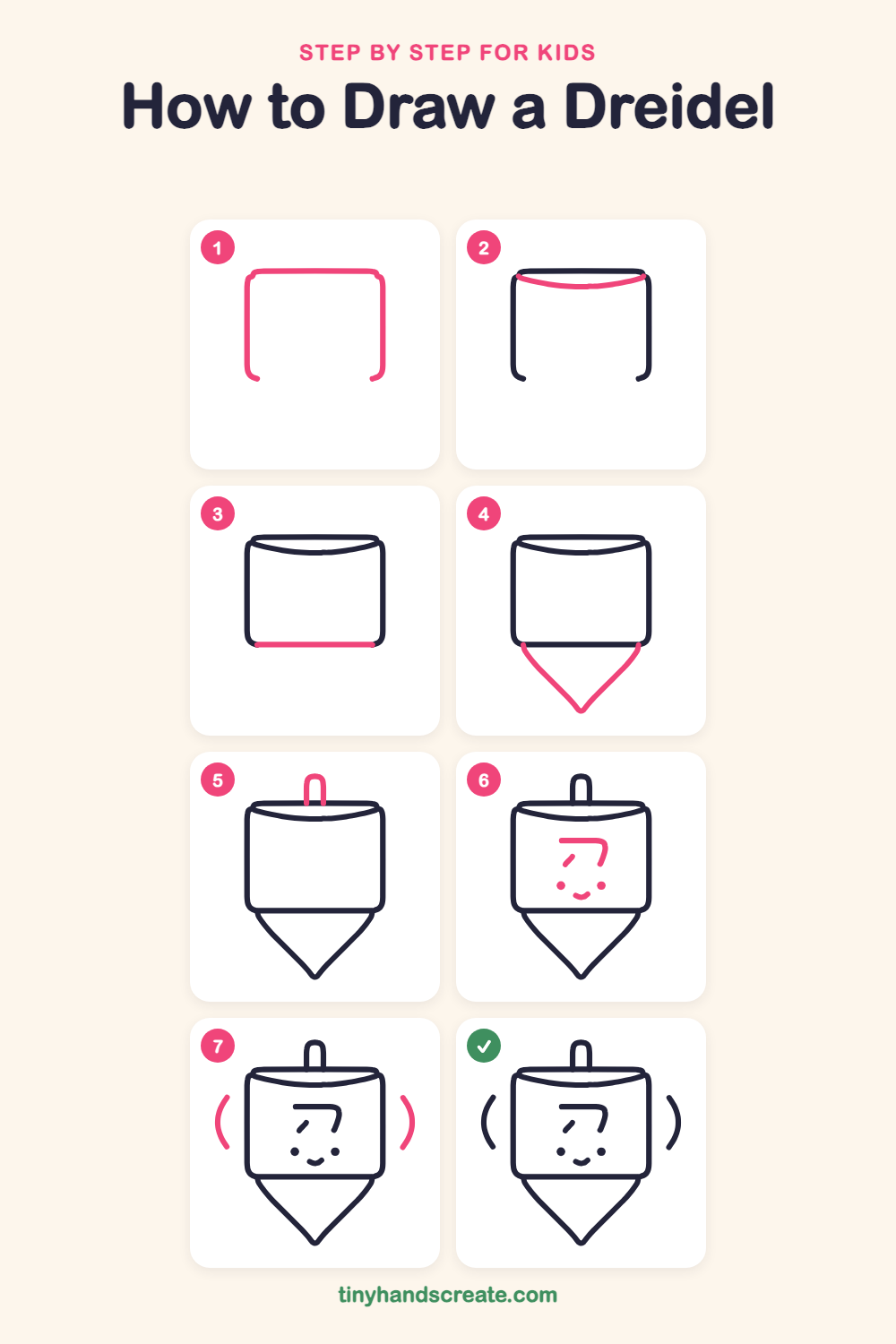 How to draw a dreidel step by step for kids