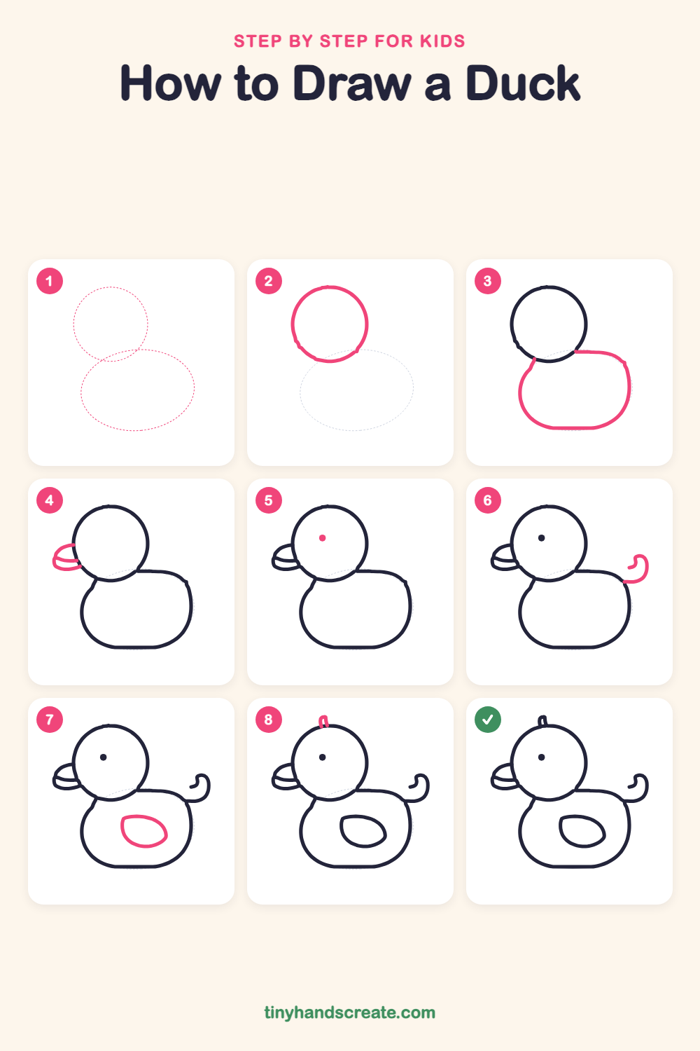 How to draw a duck step by step for kids