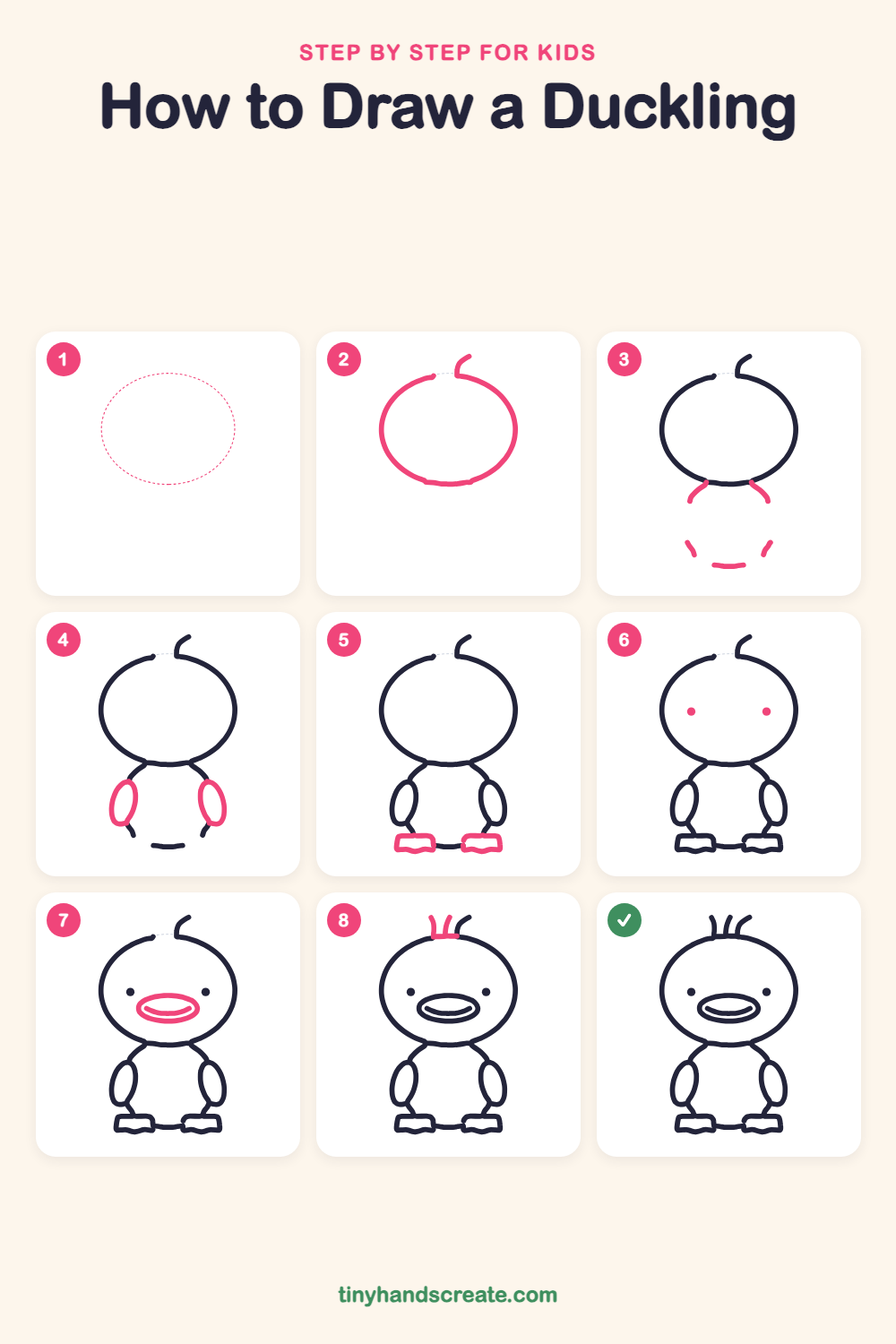 How to draw a duckling step by step for kids