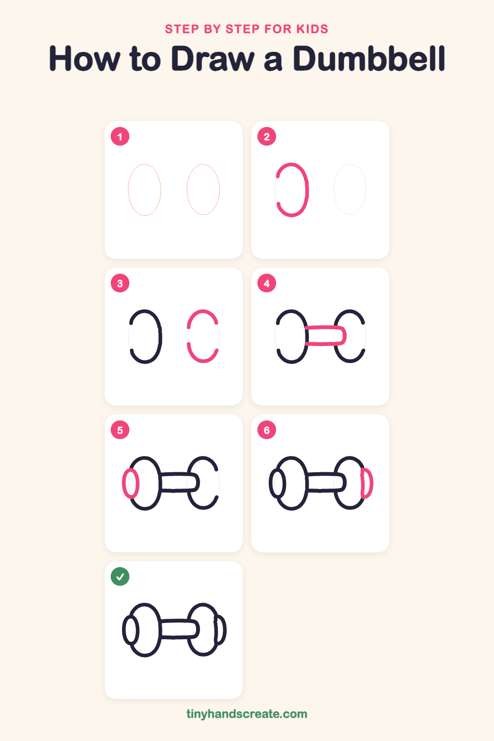 How to draw a dumbbell step by step for kids