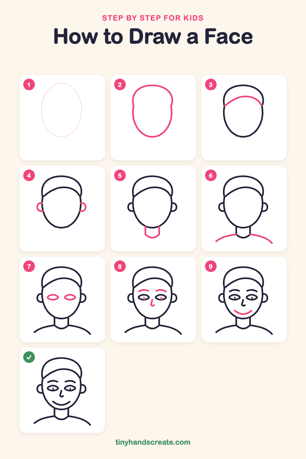 How to draw a face step by step for kids