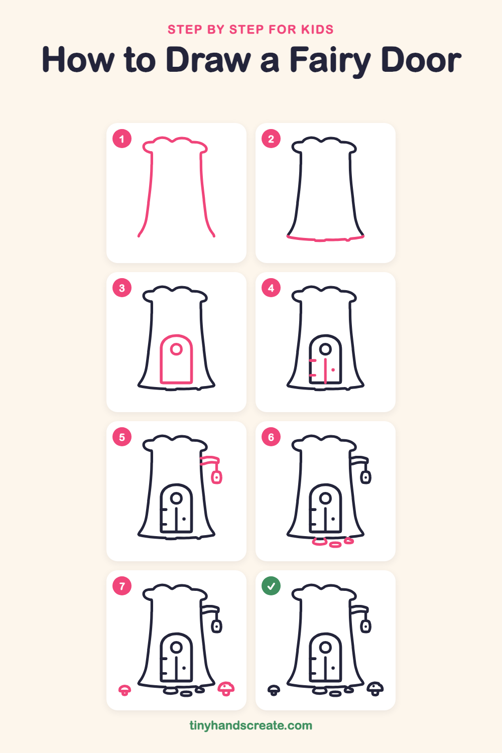 How to draw a fairy door step by step for kids