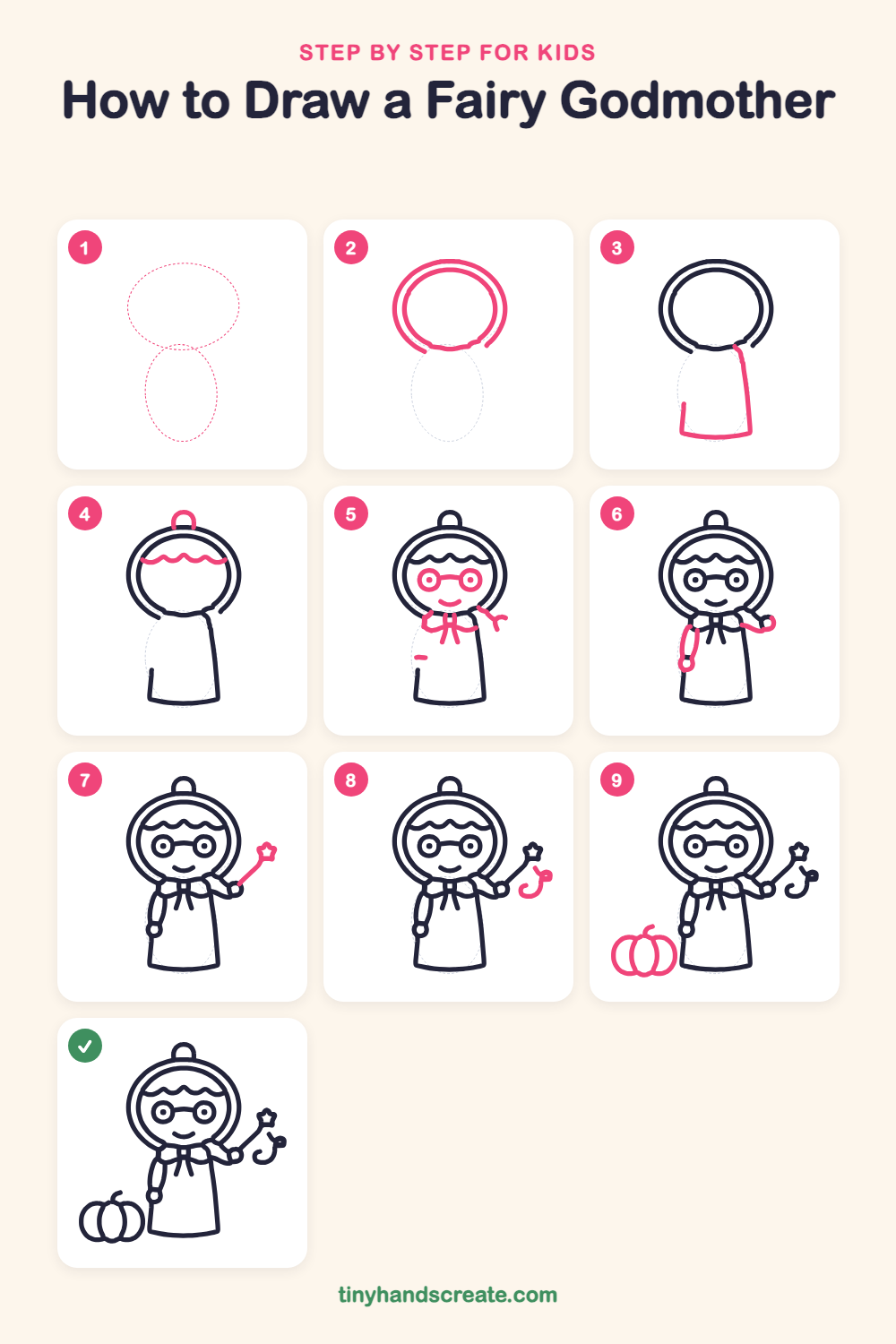 How to draw a fairy godmother step by step for kids
