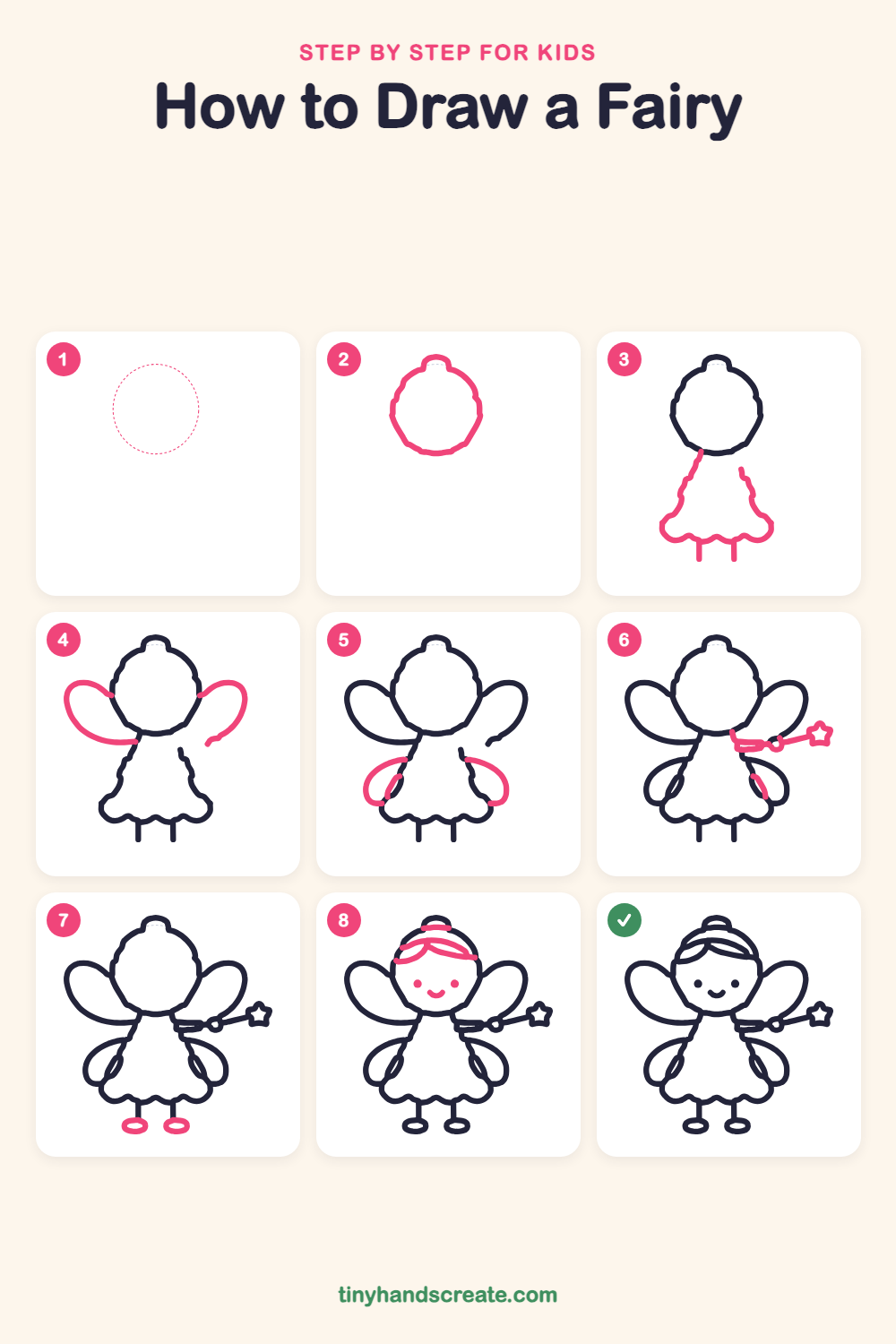 How to draw a fairy step by step for kids