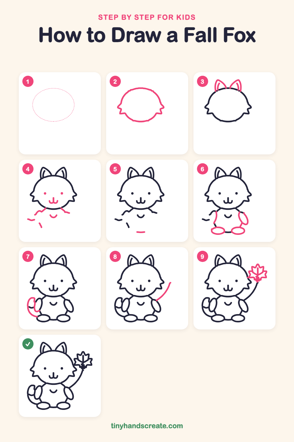 How to draw a fall fox step by step for kids
