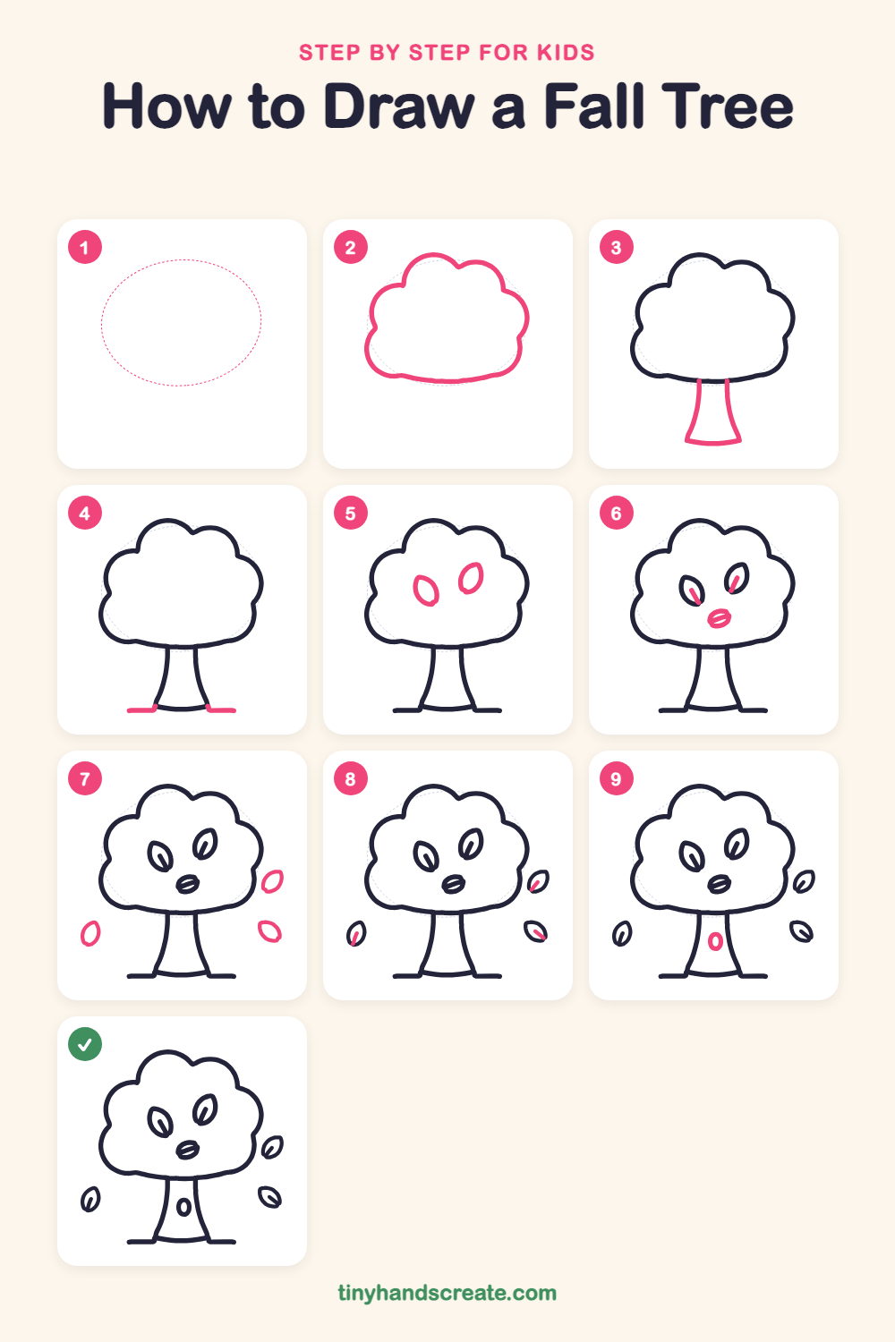 How to draw a fall tree step by step for kids