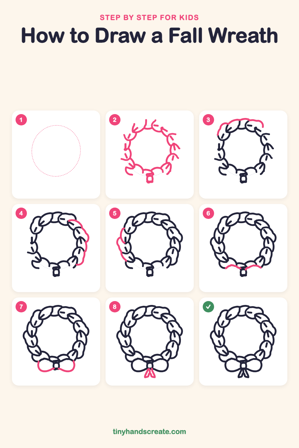 How to draw a fall wreath step by step for kids