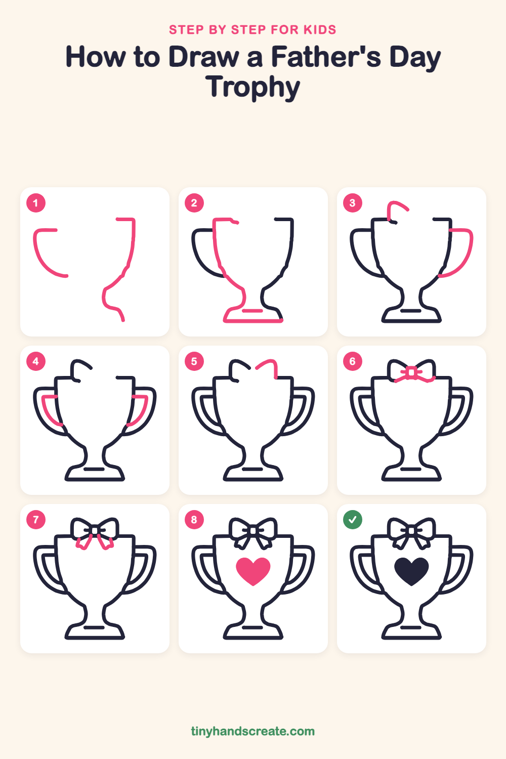 How to draw a Father's Day trophy step by step for kids