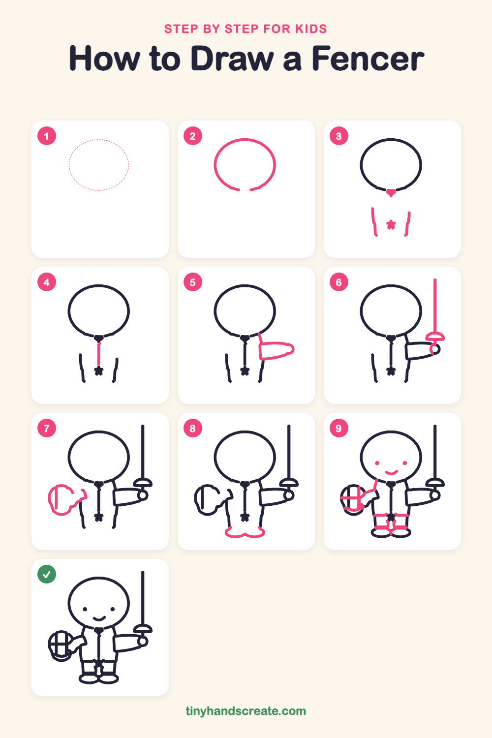 How to draw a fencer step by step for kids