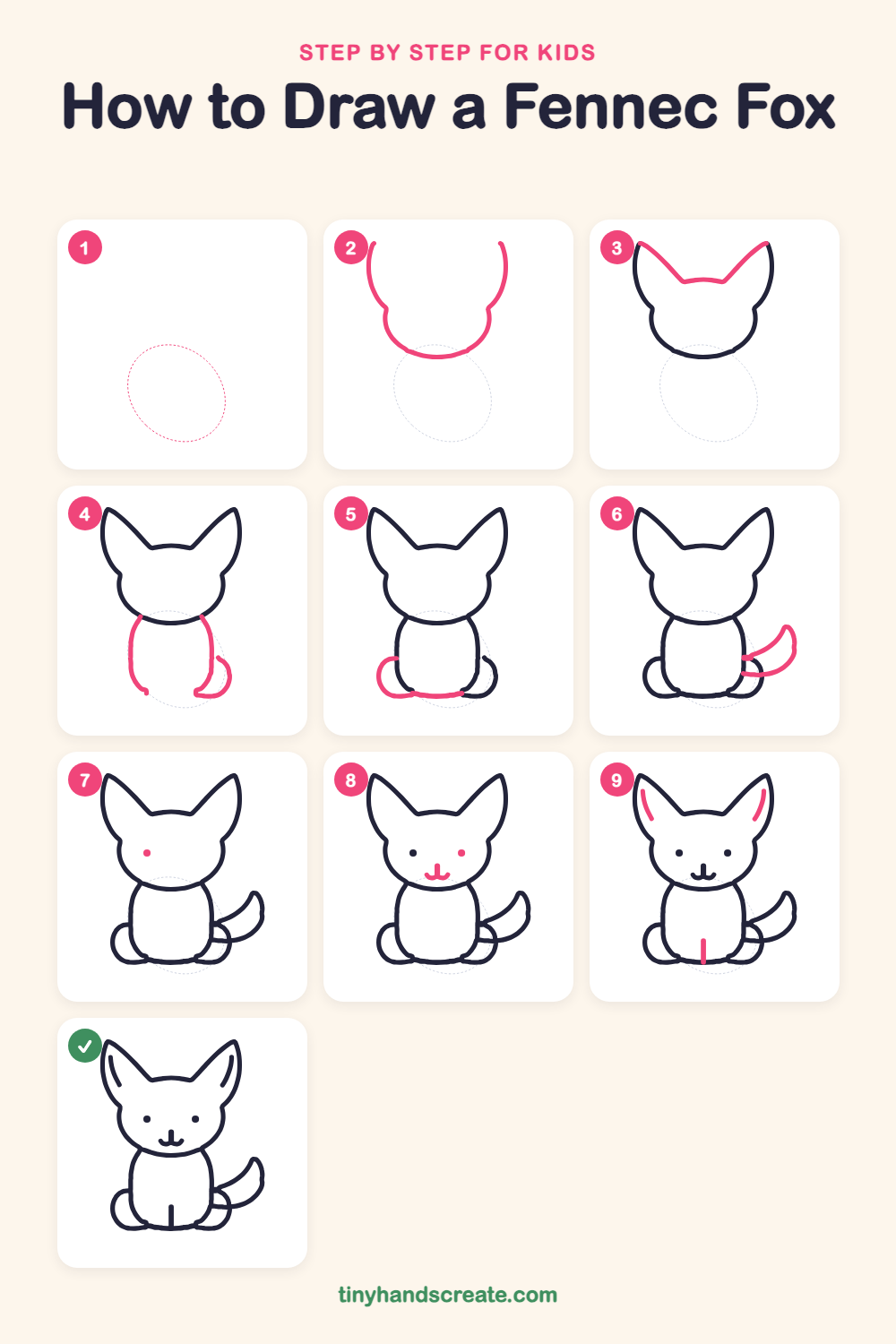 How to draw a fennec fox step by step for kids