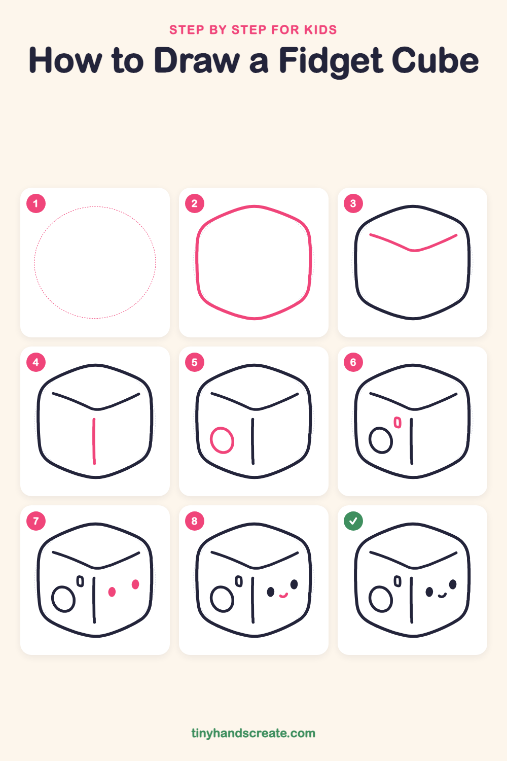 How to draw a fidget cube step by step for kids
