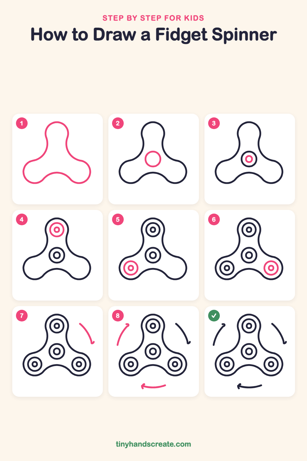 How to draw a fidget spinner step by step for kids
