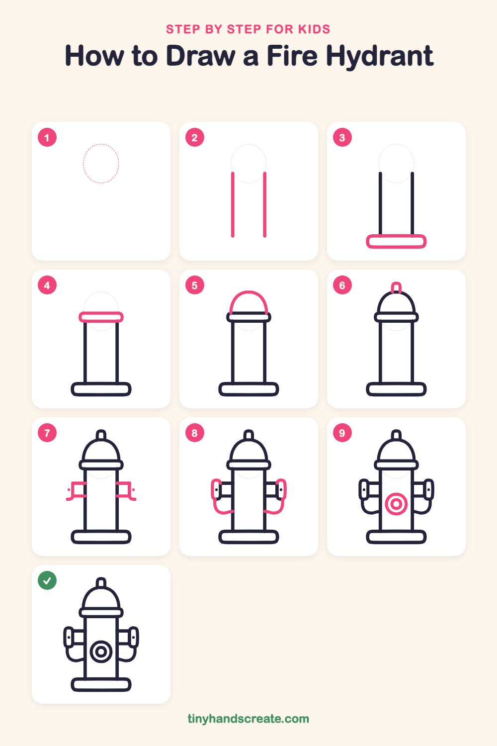 How to draw a fire hydrant step by step for kids