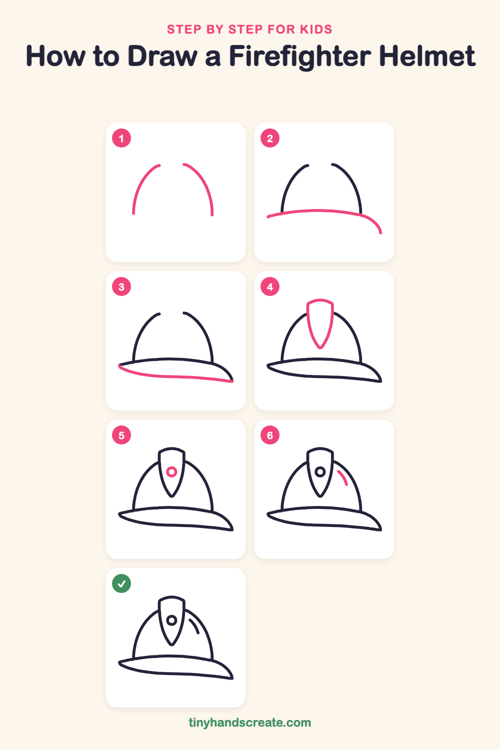 How to draw a firefighter helmet step by step for kids