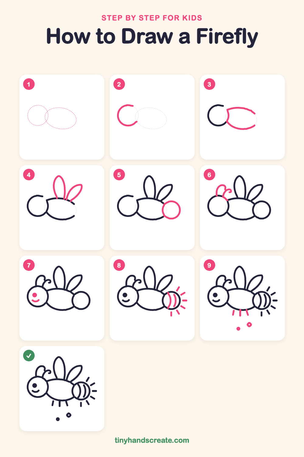 How to draw a firefly step by step for kids