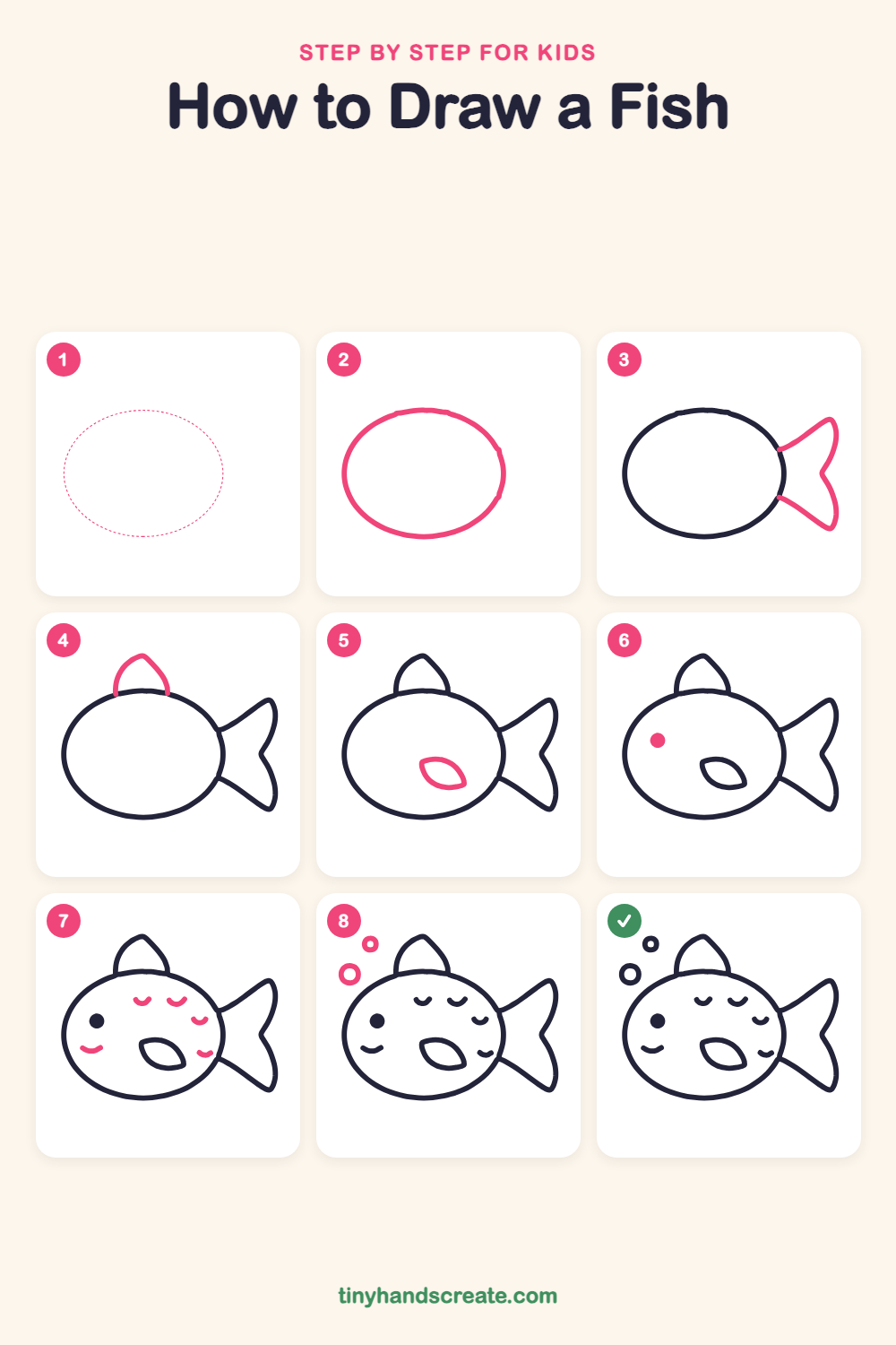 How to draw a fish step by step for kids