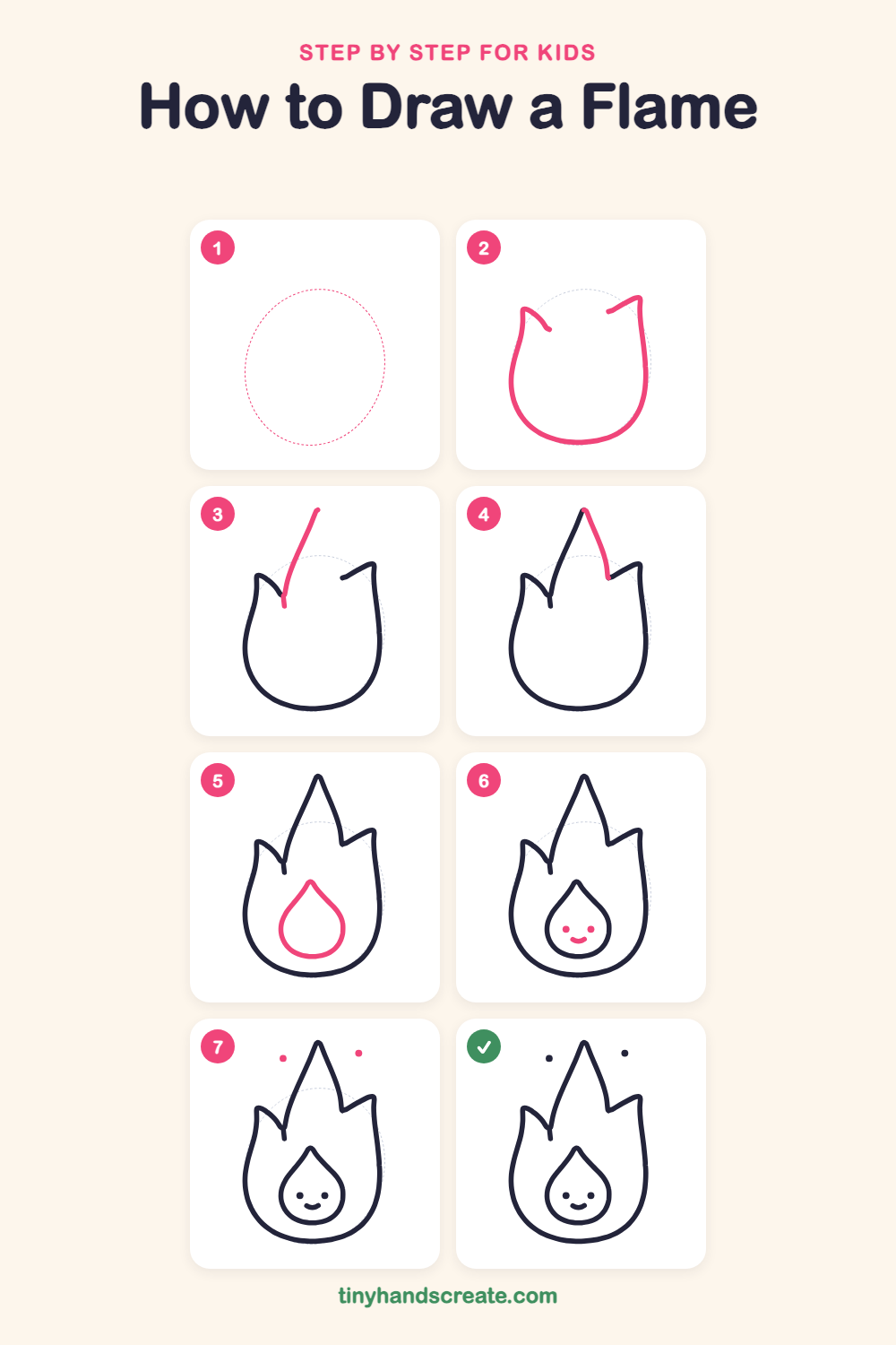 How to draw a flame step by step for kids