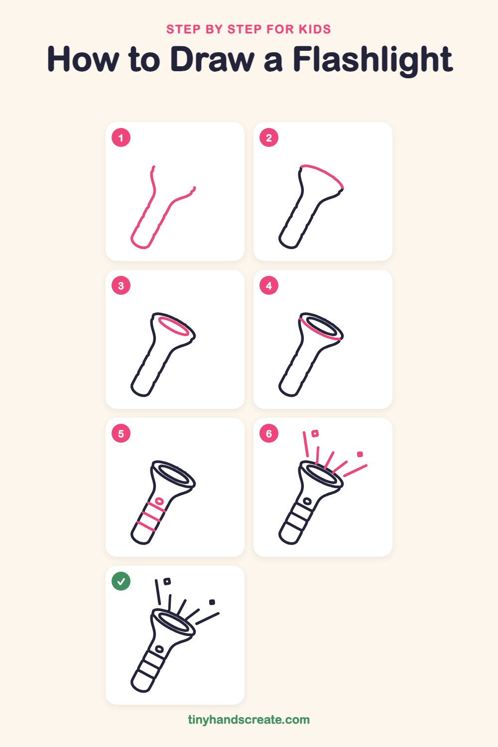 How to draw a flashlight step by step for kids
