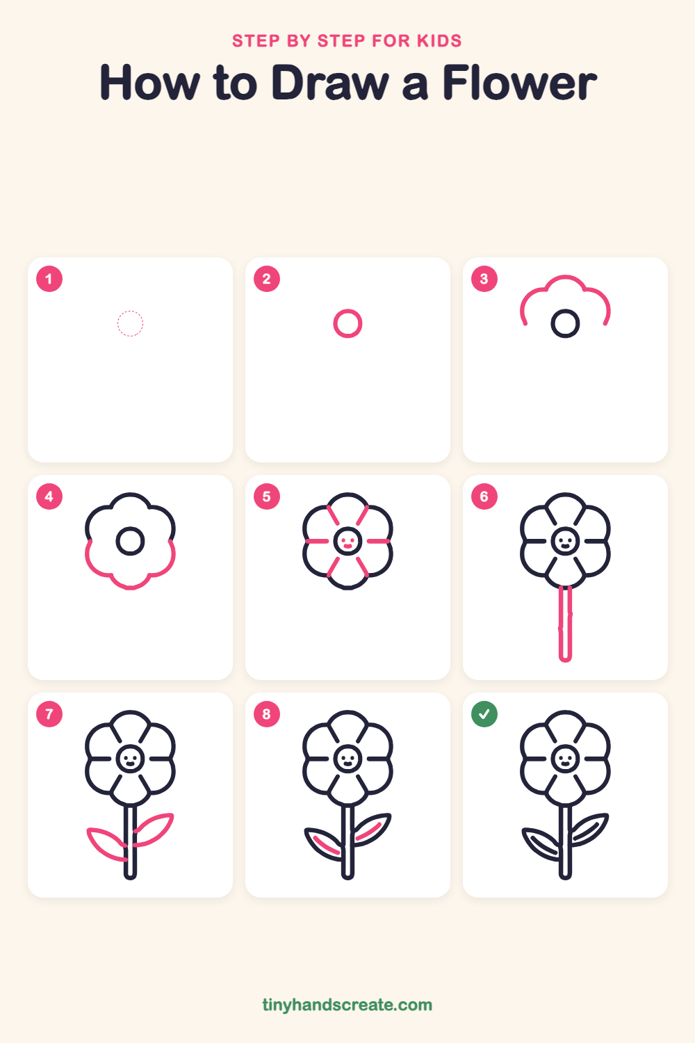 How to draw a flower step by step for kids