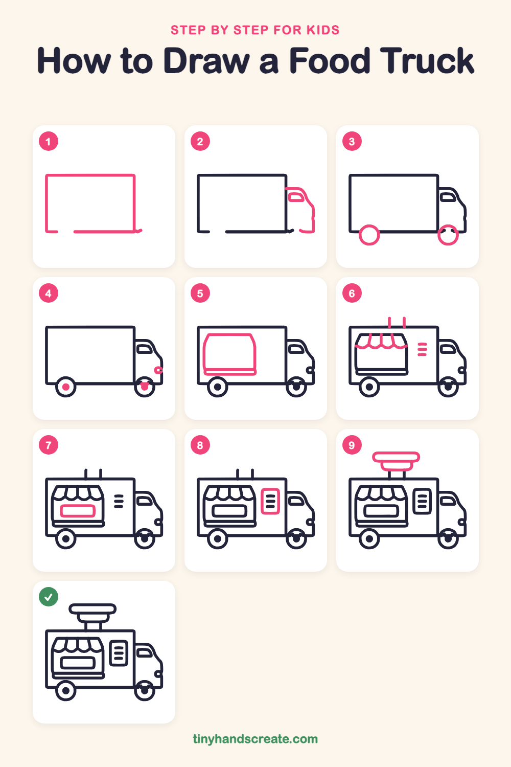 How to draw a food truck step by step for kids