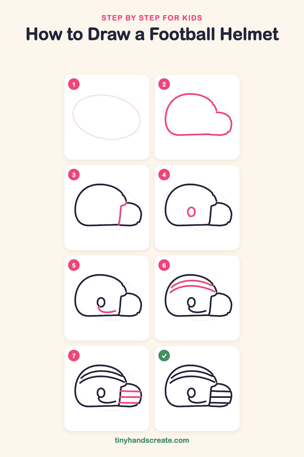 How to draw a football helmet step by step for kids